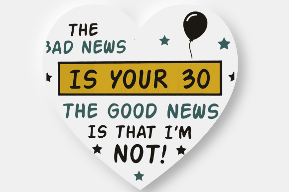 30TH BIRTHDAY HEART Graphics for Crafts Projects