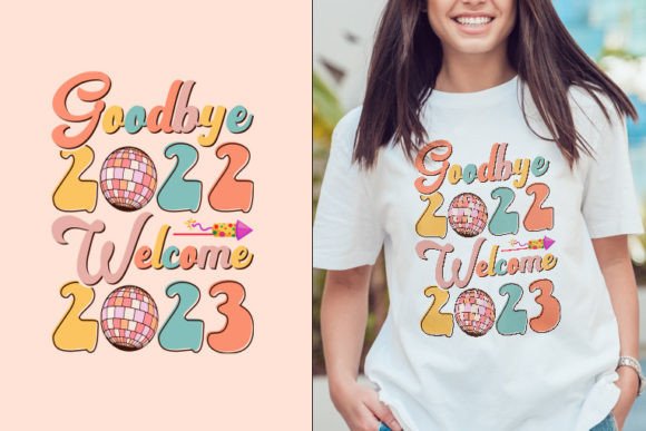 Goodbye Happy New Year Retro SVG Design: Graphics & Crafts