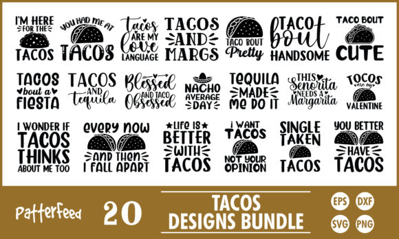 Taco Quote Designs Bundle SVG File